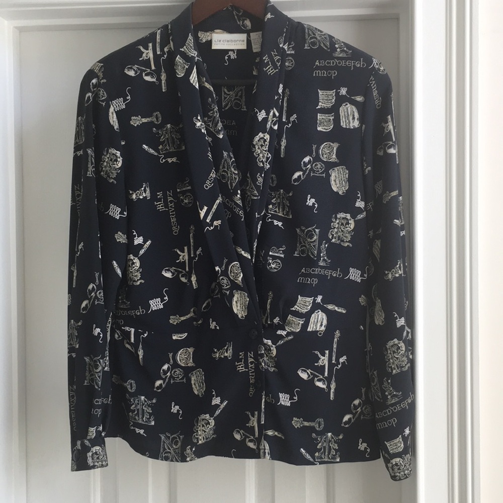 Professional blouse 6 Navy blue/cream